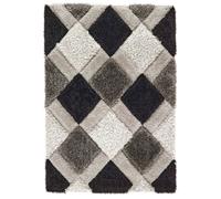 Origins 3D Geo Rug Shaggy Grey 160 x 230cm, Grey