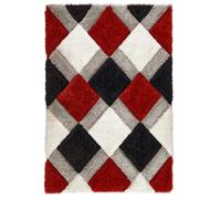 Origins 3D Geo Rug Shaggy Red 80 x 150cm, Red