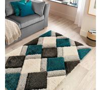 Origins 3D GEO Shaggy Teal 60x110 Blue