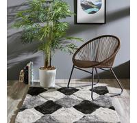Origins 3D Geo Rug Shaggy Grey 120 x 170cm, Grey