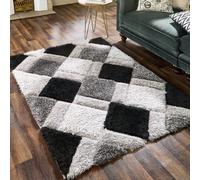Origins 3D Geo Rug Shaggy Grey 160 x 230cm, Grey
