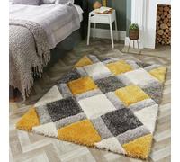 Origins 3D Geo Rug Shaggy Ochre 120 x 170cm, Gold