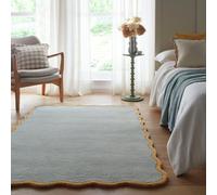 Origins Scalloped Blue Wool Short Pile Rug - 200x290cm