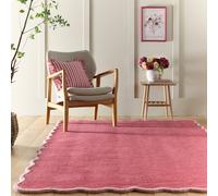 Origins Scalloped Red Wool Short Pile Rug - 160x230cm