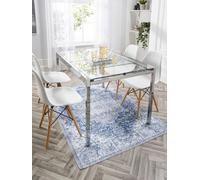Origins My Washable Blue and Off White Garda Rug 67 x 200cm - Origins Rugs - Wilko