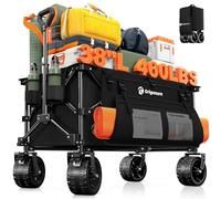 Originsure 38"L Collapsible Wagon Cart Foldable, 460lbs Weight Capacity 220L Heavy Duty Folding Beach Wagons with Big All-Terrain Wheels, Utility Carts for Groceries, Shopping, Camping, Sports - Black