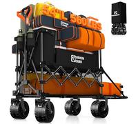 Originsure 400L Foldable Double Decker Wagon, 54" L Tailgate, 560lbs, Black | 7" All-Terrain Wheels,Heavy Duty Frame,Adjustable Rebound Handle,Compact&Space-Saving,Utility for Camping,Sports,Grocery
