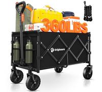 Originsure Collapsible Wagon Cart Foldable - Portable Heavy Duty Folding Beach Wagons with Wheels - Outdoor Utility Carts for Groceries, Shopping, Camping, Sports, Garden with Large Capacity - Black