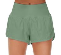 Origiwish - Women’s High Waisted Running Shorts With Lining - Quick Dry - Zip Pockets, L