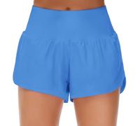 Origiwish - Women’s High Waisted Running Shorts With Lining - Quick Dry - Zip Pockets, Sky blue, L