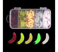 OriGlam 100pcs Soft Silicone Maggot Worm, Soft Artificial Bread Worm Fishing Lure, Biomimetic Earthworm Lures Worm Fishing Lures Simulation Bait Fake Worm