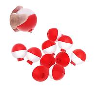 OriGlam 10pcs 18mm / 0.70inch Fishing Snap-On Floats Bobbers Set, Push Button Sea Carp, Push Button Fishing Round Buoy, Round Float Hard ABS Red & White