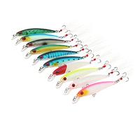 OriGlam 10pcs 3D Artificial Minnow Fishing Lures - Plastic CrankBait Bass Hard Bait Life-like Swimbait