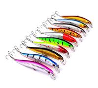 OriGlam 10pcs Fishing Lures - Life-Like Swimbait, Minnow Hard Lure Bass Trout Baits Kit, Topwater Hard Baits Crankbait Swimbait for Saltwater Freshwater