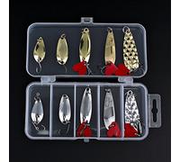 OriGlam 10pcs Fishing Spoons Kit - Metal Lures with Hook Tackle Box