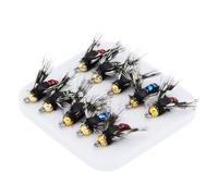 OriGlam 10pcs Fly Fishing Lures Kit - Handmade Lures Assortment with Artificial Bait Hooks for Bass, Trout, Salmon