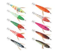 OriGlam 10pcs Luminous Squid Jig Hooks Glow Squid Jig Hooks Hard Fishing Lures Saltwater Shrimp Bait, Luminous Squid Jigs Shrimp Prawn Lures