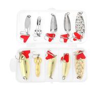 OriGlam 10pcs Metal Fish Hooks Spoon Lures Sequins Bait Fishing Tackle Tool, Metal Spoons Hard Baits