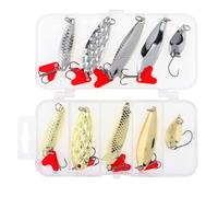 OriGlam 10pcs Metal Fishing Lures Metal Spoon Spinner Baits Hard Baits, Fishing Spoon Spinnerbait Spoons for Saltwater Freshwater Trout Bass Salmon