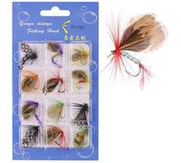 OriGlam 12pcs Fly Fishing Kit - Handcrafted Fly Lures for Topwater Fishing, Trout, Bass, Salmon (Butterfly)