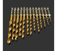 OriGlam 13Pcs Titanium Drill Bit Set, 1/4” Hex Shank Micro Twist Drill Bit, 1.5-6.5mm Titanium Coated High Speed Steel Drill Bit Tools Perfect for Wood, Steel Metal, Aluminum Alloy