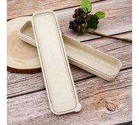OriGlam 1pcs Reusable Utensils Wheat Straw Travel Cutlery Box, Portable Tableware Flatware Box for Picnic Camping (Beige)