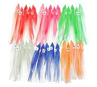 OriGlam 30pcs Luminous Squid Fishing Lures, Glow Octopus Skirts Squid Skirts Trolling Lures, Trolling Saltwater Baits Soft Fishing Lure for Bass Salmon Trout