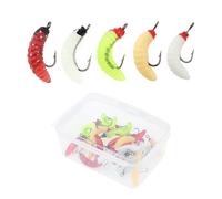 OriGlam 30pcs Soft Maggot Baits Fake Bread Worms, Silicone Soft Maggot Baits Bread Worm Fishing Lure, Maggots Fishing Bait for Crappie Bass Trout