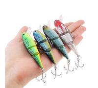 OriGlam 4pcs Jointed Fishing Lures, Multi Jointed Lifelike Swimbaits Hard Crankbaits, Topwater Bait Slow Sinking Hard Lure Fishing Tackle for Bass Pike Muskie Freshwater Saltwater