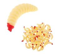 OriGlam 50pcs Soft Plastic Worms Lures, Bass Fishing Lure Baits, Saltwater Freshwater (Beige)