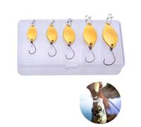 OriGlam 5pcs Fishing Spinners Lures Spoon Baits, Fishing Lure Crankbaits Metal Fishing Lures Spoon Spinner Baits Fishing Spinnerbait for Trout Pike Bass (Gold)