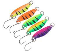 OriGlam 5pcs Fishing Spoons Lure Hard Baits with Hooks, Metal Fishing Baits Fishing Lures Baits Fishing Gear, Hard Spoon Sequins Fishing Lures for Trout Bass Pike Walleye Salmon