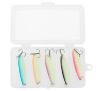 OriGlam 5pcs Luminous Fishing Spoons Metal Lures Hard Baits, Spinnerbaits Fish Fishing Lure Jig Glow for Salmon Bass Trout
