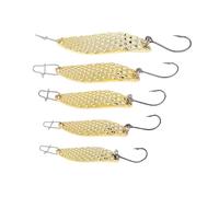 OriGlam 5pcs Metal Fishing Lures Spoon Spinner Baits, Hard Metal Fishing Lures Spinnerbait Spoon Sequins Spoons Hard Bait for Saltwater Freshwater Trout Bass Salmon (Gold)
