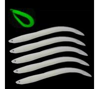 OriGlam 5pcs Soft Fishing Lures - Bionic EeL Artificial Baits for Bass Pike Trout Perch, Saltwater & Freshwater (Luminous)