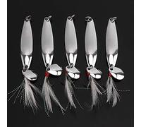 OriGlam 5pcs Spoons Hard Fishing Lures Kit, Metal Lure Baits With Treble Hooks for Salmon Bass