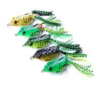 OriGlam 5pcs Topwater Frog Lures - Hollow Body 3D Eyes Frog Lure Weedless Swimbait for Bass, Pike, Snakehead, Dogfish, Salmon, Musky