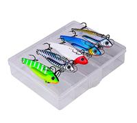 OriGlam 5pcs VIB Hard Fishing Lures, Crank Lures Kit, Metal Blade Baits, Spinner Blades Baits, Hard Metal VIB Fishing Lures Sinking Jigging Spoons for Trout Walleye Crappie