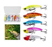 OriGlam 5pcs VIB Hard Fishing Lures Metal Fishing Spoons Fish Hooks, Spoon Metal Fishing Lures Spinner Baits, Spoon Lures Sequins Spoons Hard Bait for Trout Bass Salmon