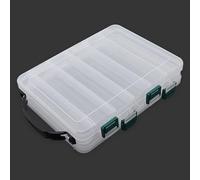 OriGlam Double Sided Fishing Lures Box, Transparent Visible Fishing Lure Bait, Squid Jig Hooks Plastic Fishing Tackle Storage Case Container (10 Grids 20x16x5cm)