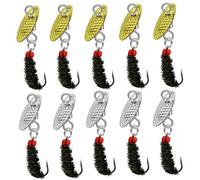 OriGlam Dry/Wet Flies Fly Fishing Flies Kit, Handmade Fly Fishing Lures Dry Flies Wet Flies, Spinners Bait Fishing Spinners Lures Hook for Bass Salmon Trout Pike (10pcs)