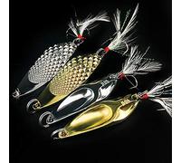 OriGlam Fishing Lures Metal Spoons, 4pcs Stainless Steel Hard Baits Jigs for Bass Walleyes Trout, 3D Realistic Design, Freshwater and Saltwater, Gold/Silver, 6.4cm/7.5cm