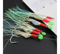 OriGlam Luminous Fishing Rig With Real Fish Skin, Glow Beads, High Carbon Hooks for Freshwater/Saltwater - 1 Pack