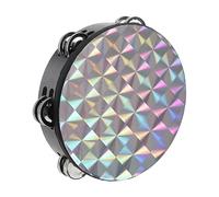 OriGlam Radiant Tambourine with Double Row Jingles, Hand Held Drum Reflective Tambourine, Drum Percussion Musical Instrument for Adults Church KTV Party Dance (10 inch)