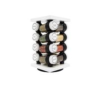 Orii Spice Rack 16 Jar Set White Filled with Spices - Rotating Standing Rack Shelf Holder & Countertop Spice Rack Tower Organizer for Kitchen Spices, Free Spice Refills for 5 Years