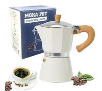 ORIJOYNA Aluminium Stovetop Espresso Maker - 3 Espresso Cups - 5 oz Moka Pot Italian Coffee Pot Espresso Maker for Gas and Electric Stove（White）