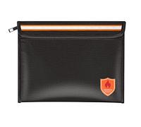 Orikithem Fireproof Document Bag - 2200°F with Heat Insulated,Fireproof Money Bag for Cash with Zipper and Reflective Strip,Waterproof Document Pouch and Fireproof Box for Valuables,Large Black