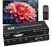 ORIKLON 2X2 4K HDMI Video Wall Controller Processor, 8 Splicing Modes (1X2, 1X3, 1X4, 3X1, 4X1), RS232 Serial Control, 180° Rotation, 4 HDMI Outputs, for Control Room & Digital