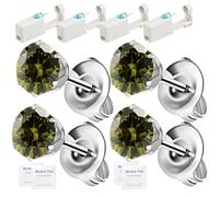 orilace 4 Pcs Ear Piercing Kit - Disposable Self Ear Piercing Gun Built-In Earring Stud, Easy to Use Low Pain At home Piercing for Salon 5mm, Plastic, cubic zirconia