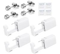 orilace 4Pcs Ear Piercing Kit - Self Disposable Ear Piercing Gun Built-in Earring Stud Low Pain At Home Body Piercing Kit Ease of Use 4mm, Plastic, cubic zirconia